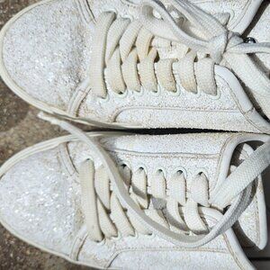 Stuart Weitzman White Skater Glitter Mule Sneaker Size 6.5B/EU 37